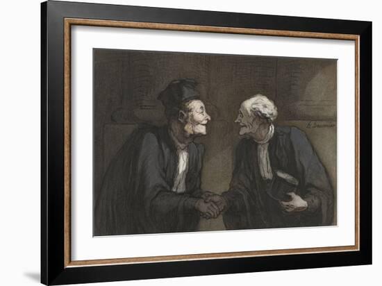 Two Lawyers Shake Hands, C. 1840-60-Honore Daumier-Framed Art Print