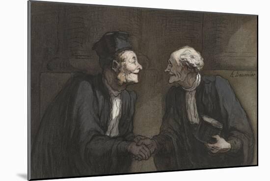 Two Lawyers Shake Hands, C. 1840-60-Honore Daumier-Mounted Art Print
