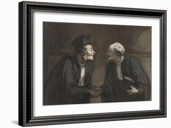 Two Lawyers Shake Hands, C. 1840-60-Honore Daumier-Framed Art Print