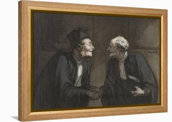 Two Lawyers Shake Hands, C. 1840-60-Honore Daumier-Framed Stretched Canvas