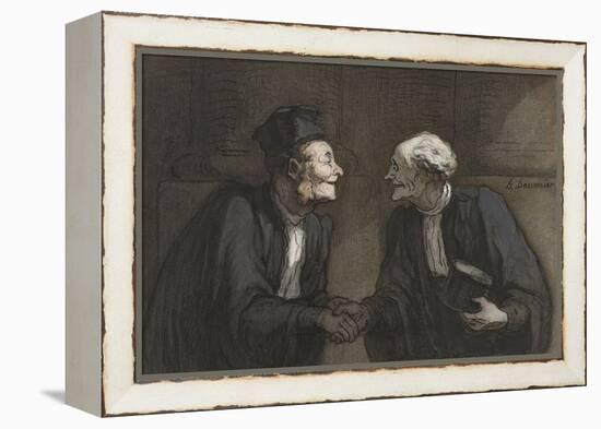 Two Lawyers Shake Hands, C. 1840-60-Honore Daumier-Framed Stretched Canvas