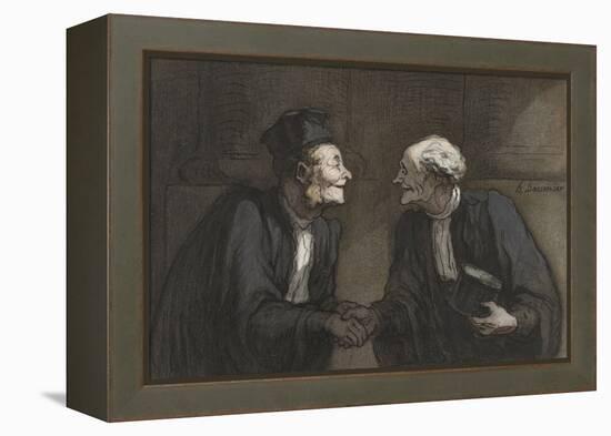 Two Lawyers Shake Hands, C. 1840-60-Honore Daumier-Framed Stretched Canvas