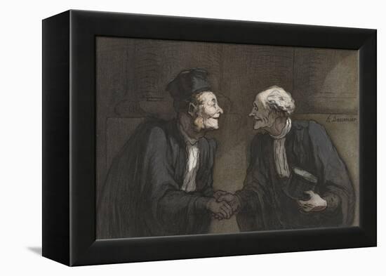 Two Lawyers Shake Hands, C. 1840-60-Honore Daumier-Framed Stretched Canvas