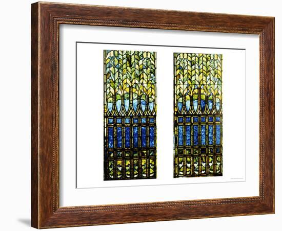 Two Leaded and Plated Glass Windows, circa 1910-Tiffany Studios-Framed Giclee Print