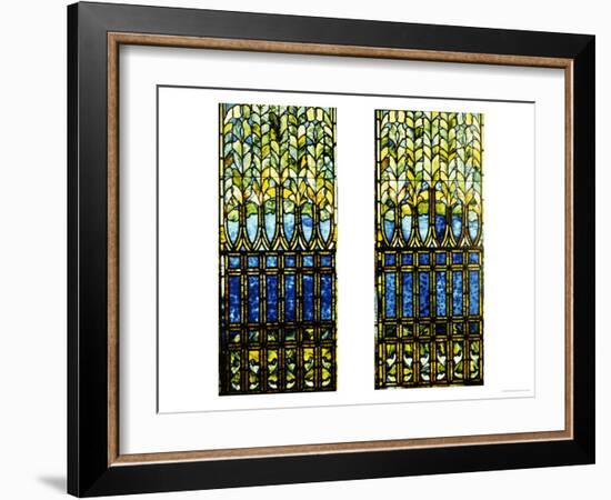 Two Leaded and Plated Glass Windows, circa 1910-Tiffany Studios-Framed Giclee Print