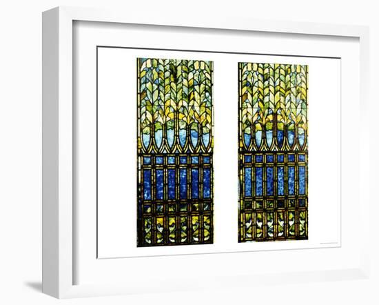 Two Leaded and Plated Glass Windows, circa 1910-Tiffany Studios-Framed Giclee Print