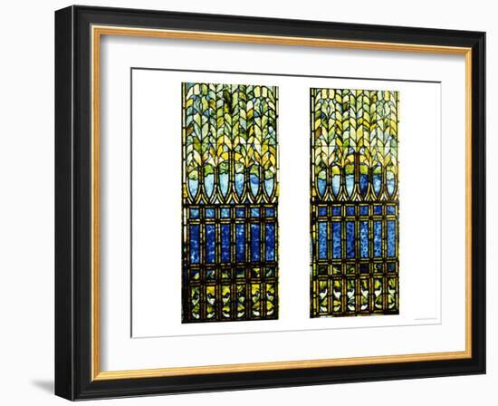 Two Leaded and Plated Glass Windows, circa 1910-Tiffany Studios-Framed Giclee Print