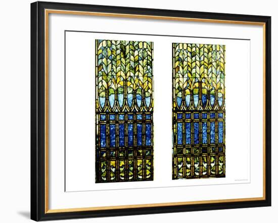 Two Leaded and Plated Glass Windows, circa 1910-Tiffany Studios-Framed Giclee Print