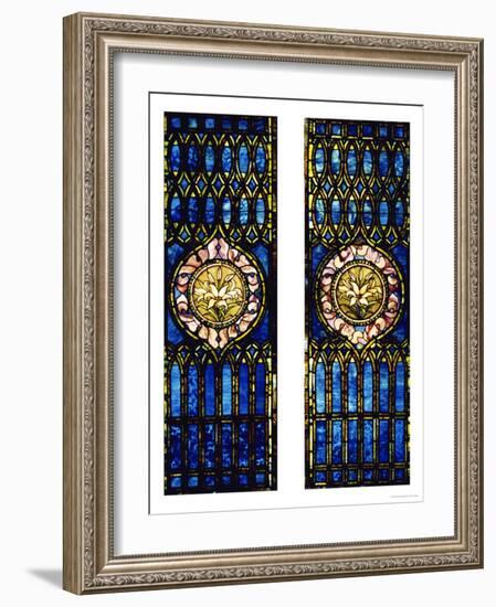 Two Leaded and Plated Glass Windows, circa 1910-Tiffany Studios-Framed Giclee Print