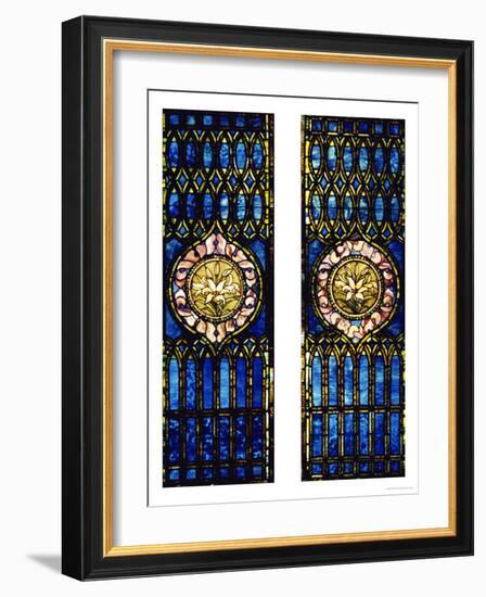 Two Leaded and Plated Glass Windows, circa 1910-Tiffany Studios-Framed Giclee Print