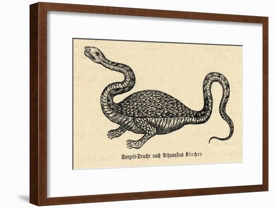 Two-Legged Non-Flying Dragon Perceived as an Animal Species Rather Than an Otherworldly Monster-Athanasius Kircher-Framed Art Print