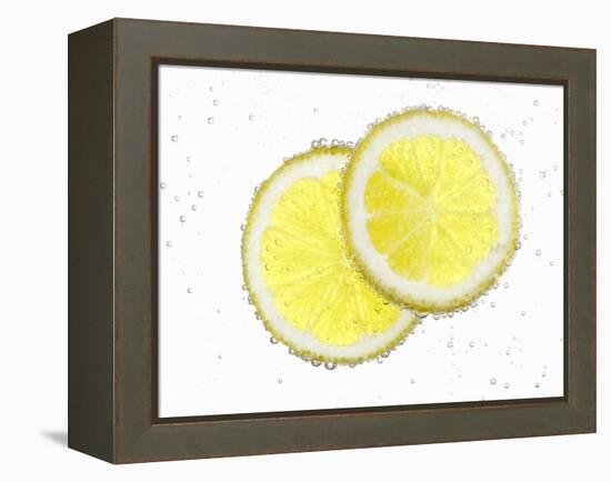 Two Lemon Slices in Water with Air Bubbles-Kröger & Gross-Framed Premier Image Canvas