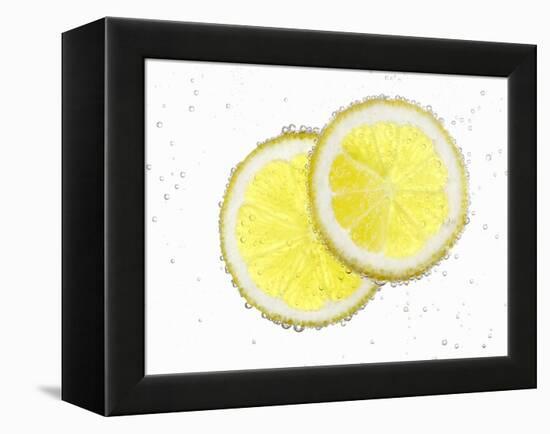 Two Lemon Slices in Water with Air Bubbles-Kröger & Gross-Framed Premier Image Canvas