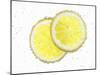 Two Lemon Slices in Water with Air Bubbles-Kröger & Gross-Mounted Photographic Print