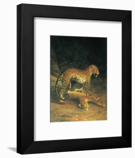 Two Leopards Playing-Jacques Laurent-Framed Art Print