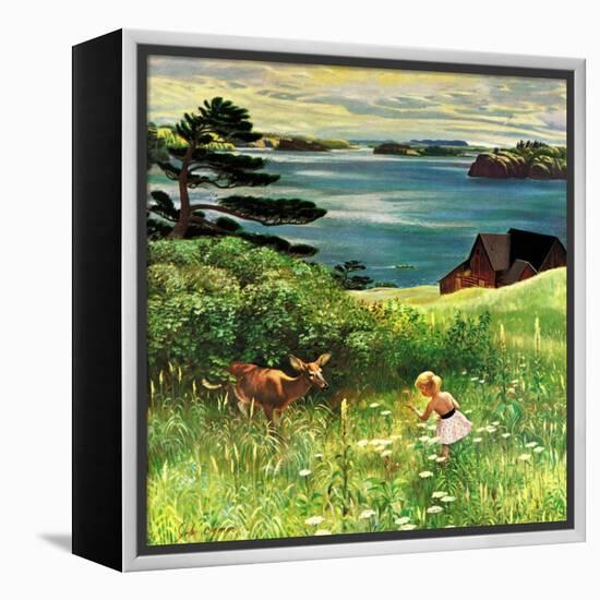 "Two Little Dears", August 25, 1956-John Clymer-Framed Premier Image Canvas