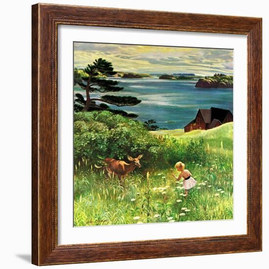 "Two Little Dears", August 25, 1956-John Clymer-Framed Giclee Print