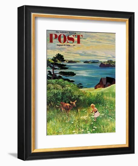 "Two Little Dears" Saturday Evening Post Cover, August 25, 1956-John Clymer-Framed Giclee Print