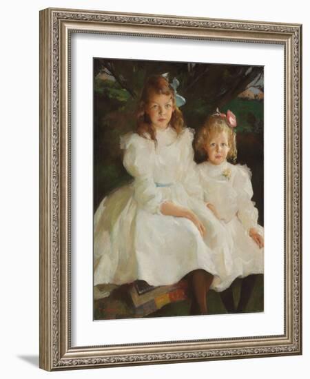 Two Little Girls, 1903 (Oil on Canvas)-Frank Weston Benson-Framed Giclee Print