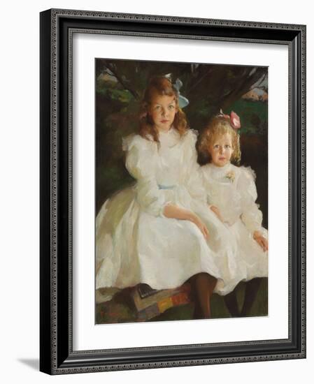 Two Little Girls, 1903 (Oil on Canvas)-Frank Weston Benson-Framed Giclee Print