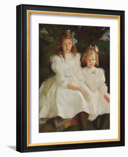 Two Little Girls, 1903 (Oil on Canvas)-Frank Weston Benson-Framed Giclee Print