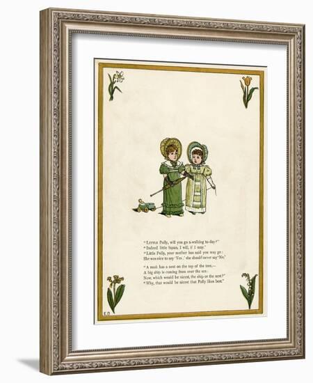 Two Little Girls Going for a Walk-Kate Greenaway-Framed Art Print