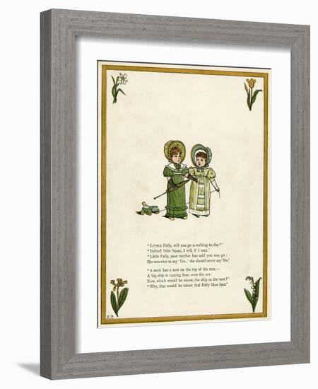 Two Little Girls Going for a Walk-Kate Greenaway-Framed Art Print