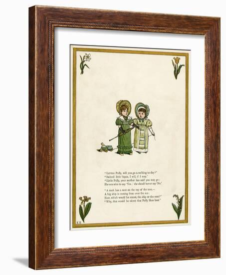 Two Little Girls Going for a Walk-Kate Greenaway-Framed Art Print