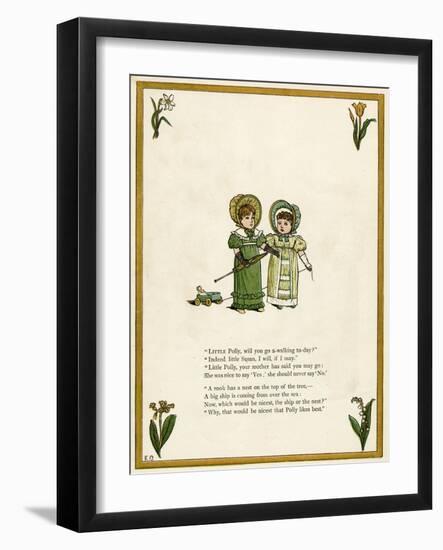 Two Little Girls Going for a Walk-Kate Greenaway-Framed Art Print