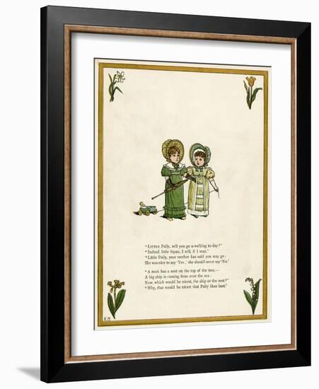 Two Little Girls Going for a Walk-Kate Greenaway-Framed Art Print