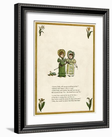 Two Little Girls Going for a Walk-Kate Greenaway-Framed Art Print