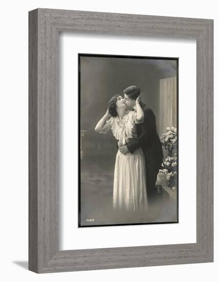 Two Lovers Embrace and Kiss-null-Framed Photographic Print