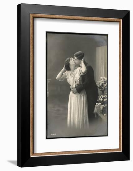 Two Lovers Embrace and Kiss-null-Framed Photographic Print