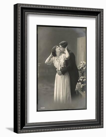 Two Lovers Embrace and Kiss-null-Framed Photographic Print