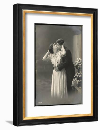 Two Lovers Embrace and Kiss-null-Framed Photographic Print