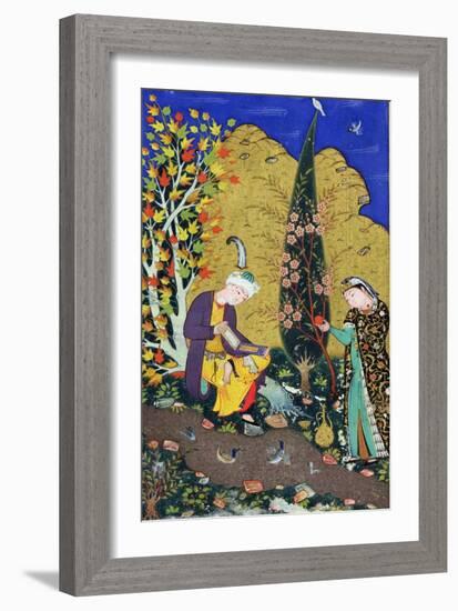 Two Lovers in a Flowering Orchard, circa 1540-50-null-Framed Giclee Print