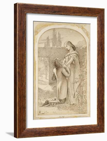 Two Lovers in a Starlit Garden, 1862 (Pen and Dark Brown Ink on Laid Paper)-Sir Joseph Noel Paton-Framed Giclee Print