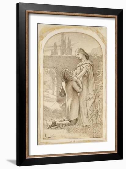 Two Lovers in a Starlit Garden, 1862 (Pen and Dark Brown Ink on Laid Paper)-Sir Joseph Noel Paton-Framed Giclee Print