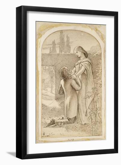 Two Lovers in a Starlit Garden, 1862 (Pen and Dark Brown Ink on Laid Paper)-Sir Joseph Noel Paton-Framed Giclee Print