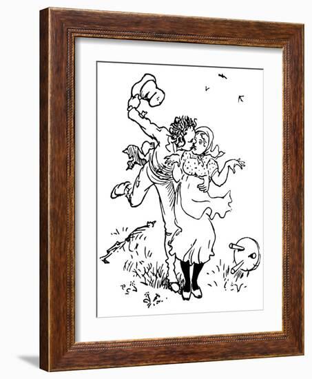 Two Lovers Kissing in the Countryside, Obviously the Fiery Young Man Surprised the Girl! Illustrati-Randolph Caldecott-Framed Giclee Print