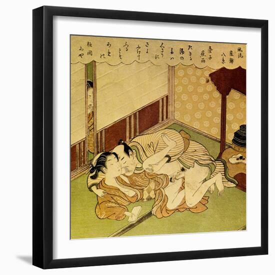 Two Lovers (Shunga - Erotic Woodblock Prin), C. 1750-Suzuki Harunobu-Framed Giclee Print