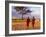 Two Maasai Morans Walking with Spears at Sunset, Amboseli National Park, Kenya-Alison Jones-Framed Photographic Print