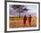 Two Maasai Morans Walking with Spears at Sunset, Amboseli National Park, Kenya-Alison Jones-Framed Photographic Print