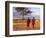 Two Maasai Morans Walking with Spears at Sunset, Amboseli National Park, Kenya-Alison Jones-Framed Photographic Print