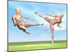 Two Male Musculatures Fighting Martial Arts-null-Mounted Art Print