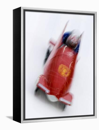 Two Man Bobsled in Action, Torino, Italy-Chris Trotman-Framed Premier Image Canvas