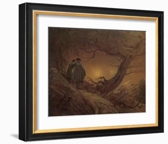 Two Man Contemplating the Moon-Caspar David Friedrich-Framed Giclee Print