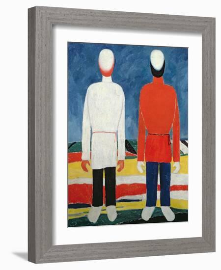 Two Masculine Figures, 1928-32-Kasimir Malevich-Framed Giclee Print