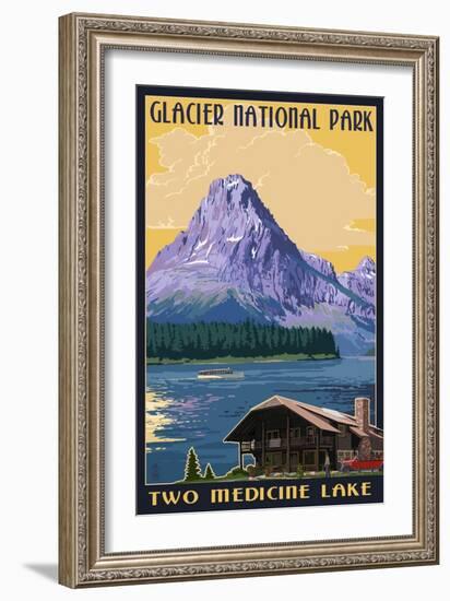 Two Medicine Lake - Glacier National Park, Montana-Lantern Press-Framed Art Print