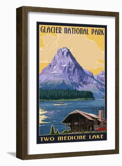 Two Medicine Lake - Glacier National Park, Montana-Lantern Press-Framed Art Print